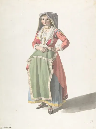 Young Woman Standing In Traditional Neapolitan Dress