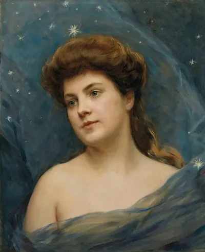 Young Woman Surrounded By Stars