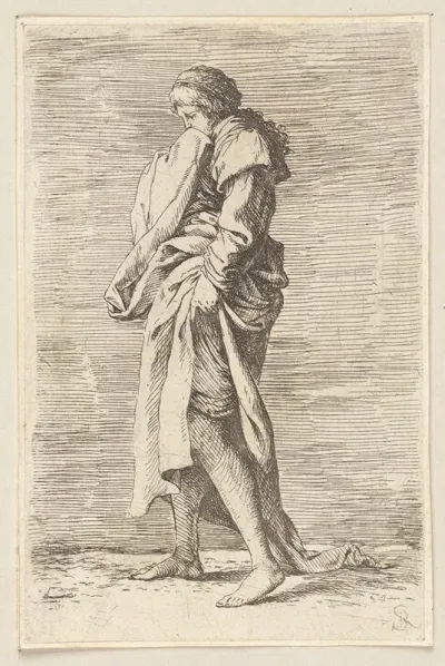 Young Woman Walking Toward The Left