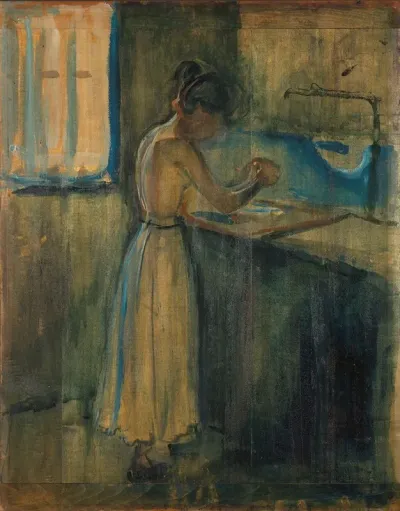 Young Woman Washing Herself