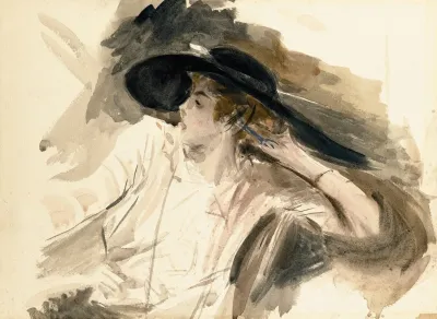 Young Woman Wearing A Large Hat