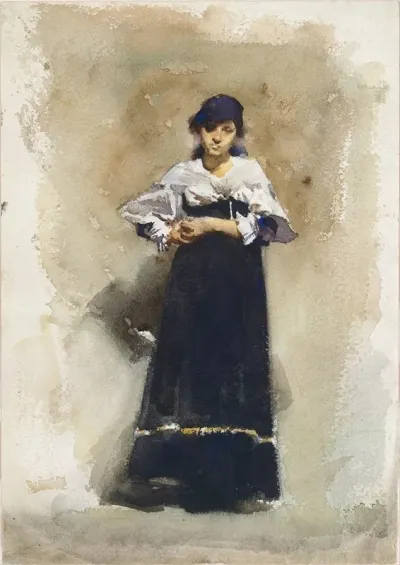 Young Woman With A Black Skirt