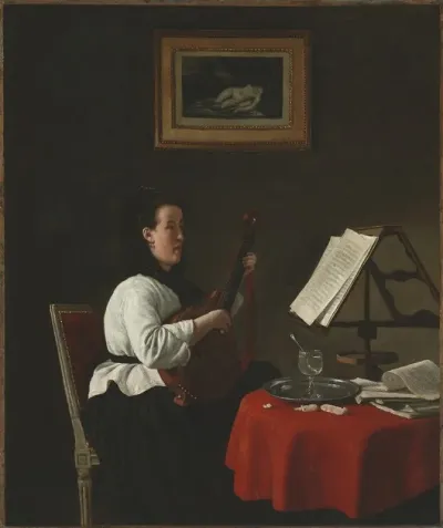 Young Woman With A Mandolin Portrait Of Louison Kohler