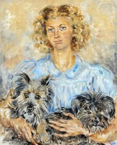 Young Woman With Dogs