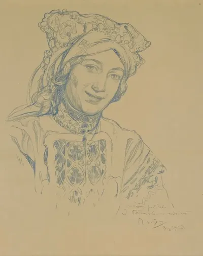 Young Woman With Folk Headdress