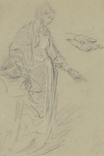 Young Woman With Market Basket