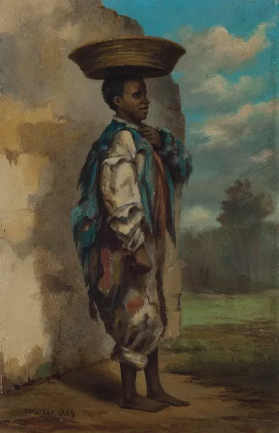Youth With Basket On His Head Cuba