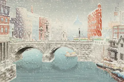 Yuki No Nihonbashi Nihonbashi Under Snow