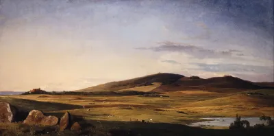 Zealand Landscape View From Bjerreso Mark Towards Vejrhoj And Dragsholm Manor