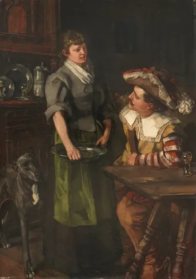 Zechender Landsknecht Mit Serviermadchen