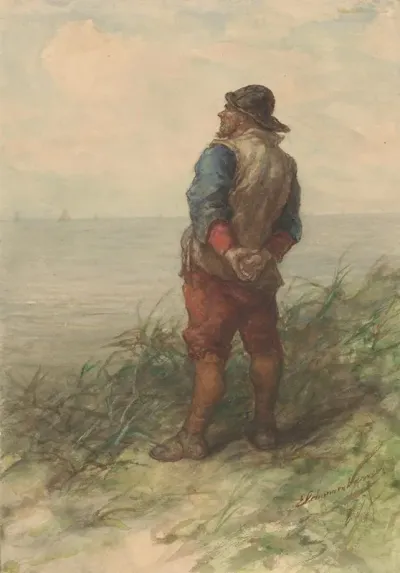 Zeeman Vanaf De Duinen Uitkijkend Over Zee