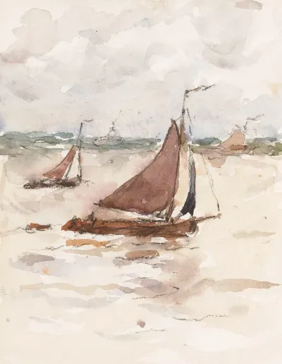 Zeilende Vissersschepen Op De Schelde 2