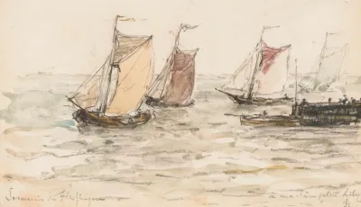 Zeilende Vissersschepen Op De Schelde