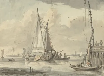 Zeilschepen Op De Rivier Bij Dordrecht