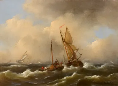 Zeilschepen Op Woelige Zee