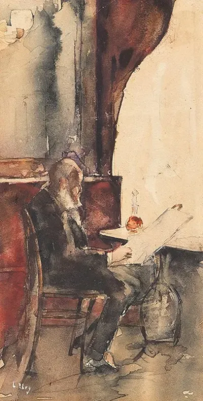 Zeitungsleser Im Cafe