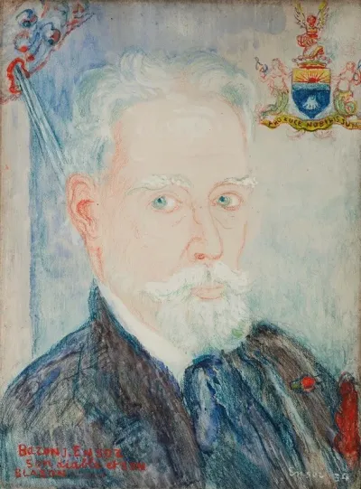 Zelfportret Baron James Ensor Zijn Duivel Zijn Wapenschild