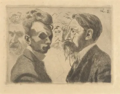 Zelfportret Dubbelportret Van Emile Verhaeren En Portret Van Edmond Deman
