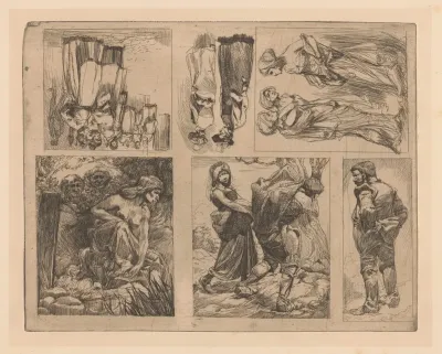 Zes Voorstellingen Met Menselijke Figuren