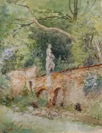 Ziegelbrucke Mit Einer Steinfigur Modling