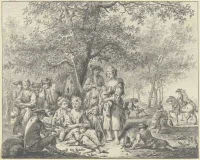 Zigeunerfamilie Unter Einer Eiche Am Waldrand Rastend