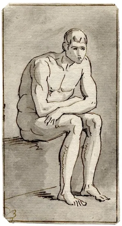 Zittende Man Naaktfiguur