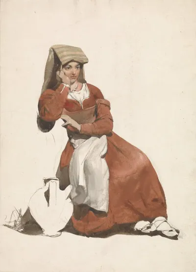 Zittende Vrouw In Italiaanse Klederdracht