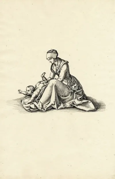 Zittende Vrouw Met Kind