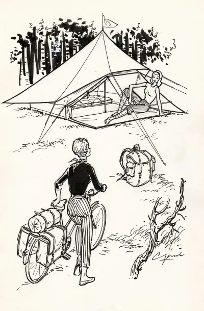 Zittende Vrouw Voor Een Tent