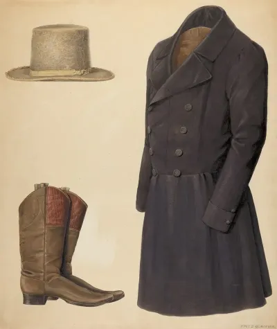 Zoar Mans Hat Boots And Coat