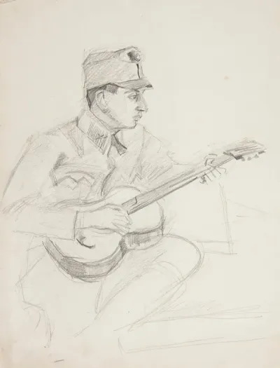 Zolnierz Legionu Ukrainskich Strzelcow Siczowych 1914 1920 Grajacy Na Gitarze