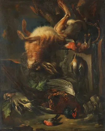 Zugeschrieben Jagdstillleben Mit Hase Und Vogeln