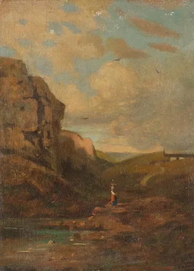 Zugeschrieben Kleine Landschaft Mit Sennerin