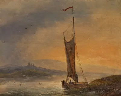 Zugeschrieben Segelboot Im Abendlicht