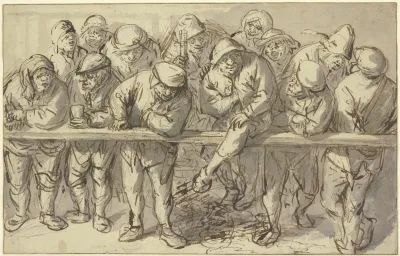 Zuschauer Hinter Einem Gelander