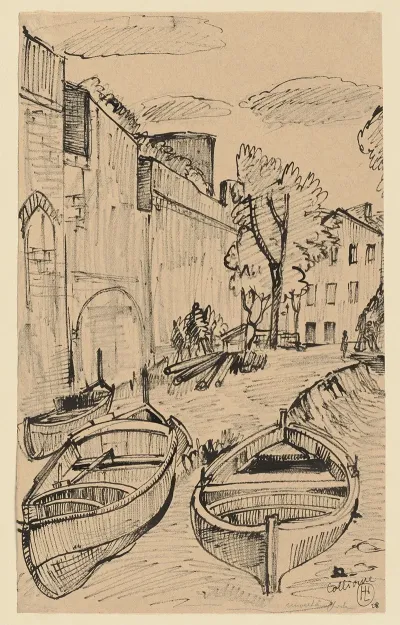 Zwei Boote Im Hafen Von Collioure