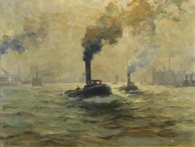 Zwei Dampfschlepper Im Hamburger Hafen