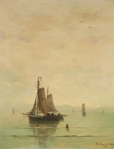 Zwei Fischerboote Vor Anker