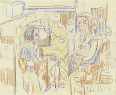 Zwei Frauen Am Kaffeetisch In Kirchners Atelier