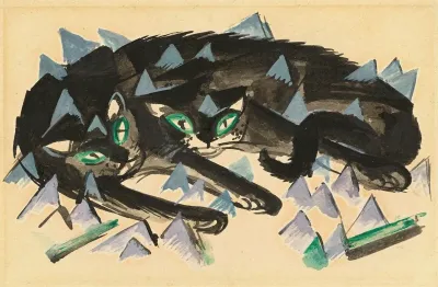 Zwei Liegende Schwarze Katzen