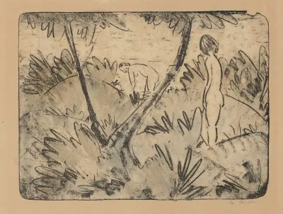 Zwei Madchen Mit Gegabeltem Baum