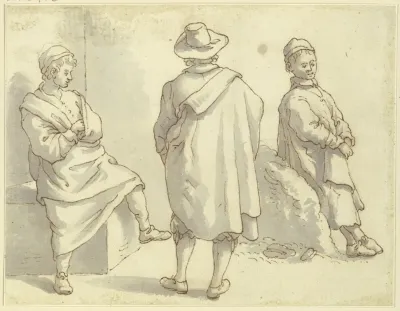 Zwei Matrosen Und Ein Herr In Hut Und Mantel