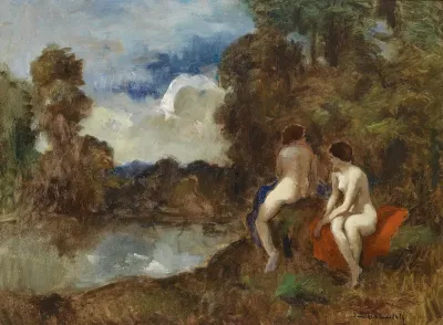 Zwei Nackte Am Teich