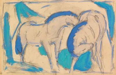 Zwei Pferde Blaugrun