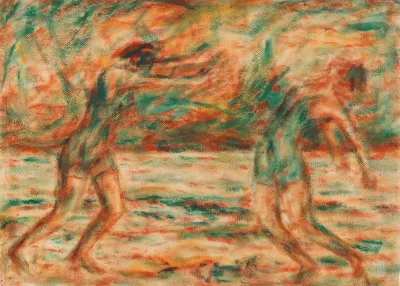 Zwei Tanzende Frauen Am Strand