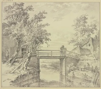 Zwischen Hausern Eine Brucke Uber Einen Kanal Auf Welcher Ein Mann Und Ein Madchen Stehen