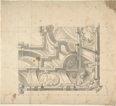 1/4 Design for a Painted Ceiling, architectural perspective