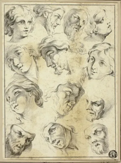 13 Sketches of Various Faces