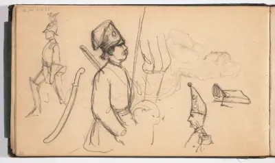 1800-luvun alun sotilaita, sapeli, nainen