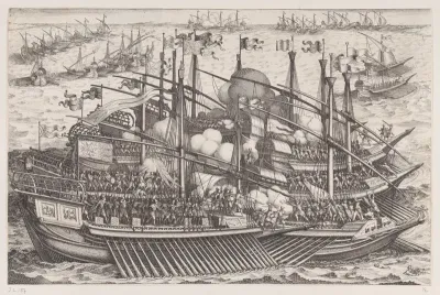 1er Combat Naval (First Naval Battle), from "La Vie de Ferdinand Ier de Médicis série appelée aussi Les Batailles des Médicis" (The Life of Ferdinand I de'Medici also called The Medici Battles)